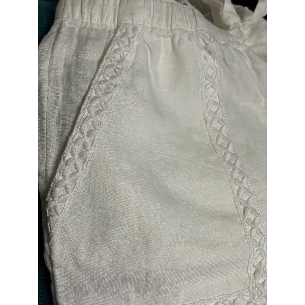 Joie 100% Linen White Wide Leg Crop Pant size Medium - Picture 9 of 9